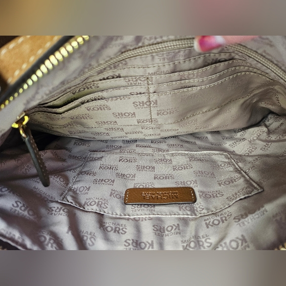 Michael Kors Brown Suede Gold Tassels Fringe Designer Purse Shoulder Bag - Picture 7 of 16